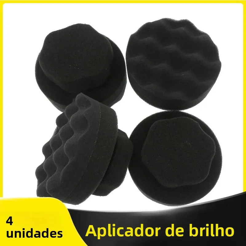Detalhando escova pneu brilho hex grip vestir aplicador redondo lavável esponja de espuma do carro reutilizável limpador de pneus para lavagem automática