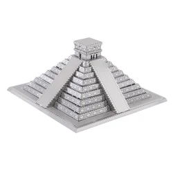 3D Metal Mayan Pyramid Building Model Puzzle, DIY Montar Jigsaw, Brinquedos para Crianças, Presente