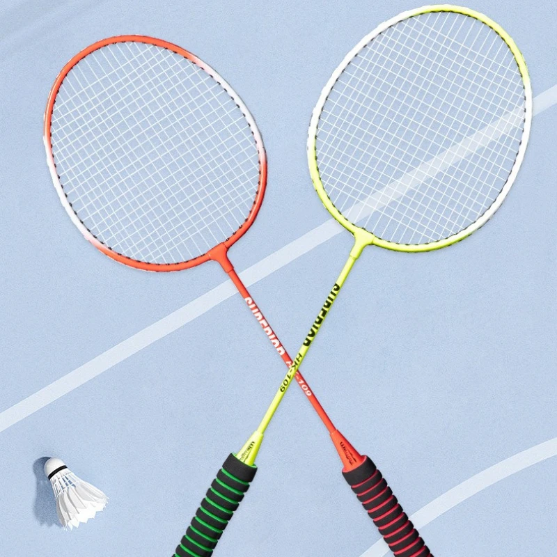 

School Season Special Ferroalloy Badminton Racket Sponge Handle Training Racket Adult Double Racket Set Female Feather Racket