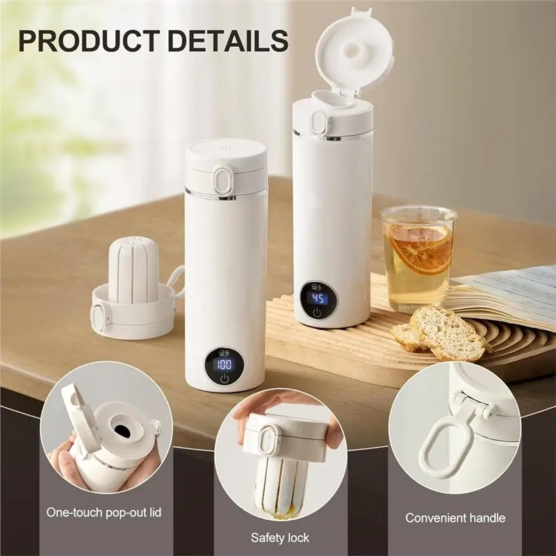 B15C USB-C 300W Fast Heating Electric Water Heater, 500Ml Mini Portable Travel Kettle 37-100° C Temperature Control EU Plug