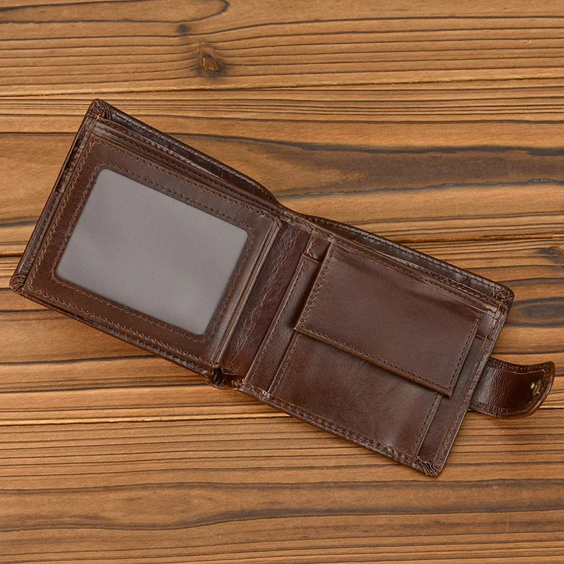 Portafoglio da uomo in pelle di moda liscio Cowksin business borsa corta porta carte per uomo portamonete maschile portafogli corti per contanti