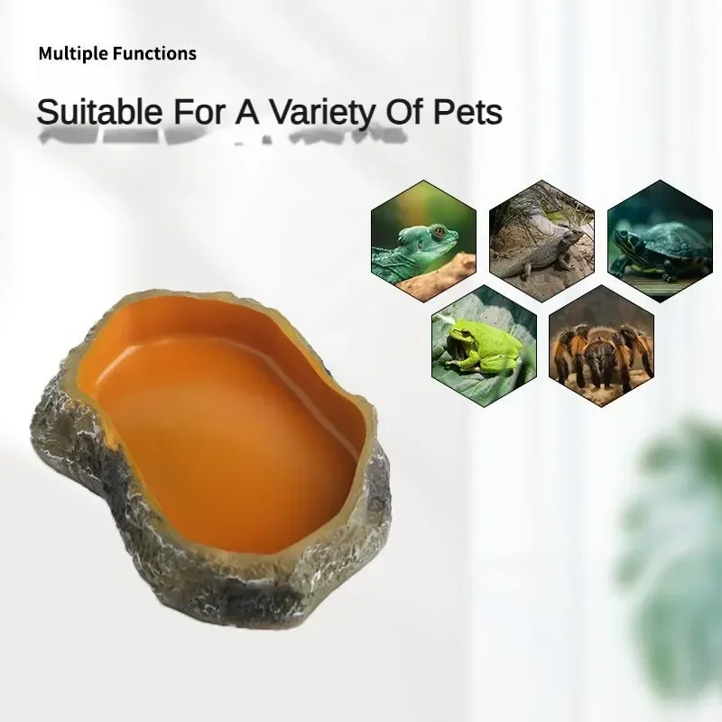 Pet Reptile Water Bowls Terrarium Plate Reptile Feeder Amphibian Feeding Bowl for Frog Chameleon Tortoise Bearded Dragon Turtle