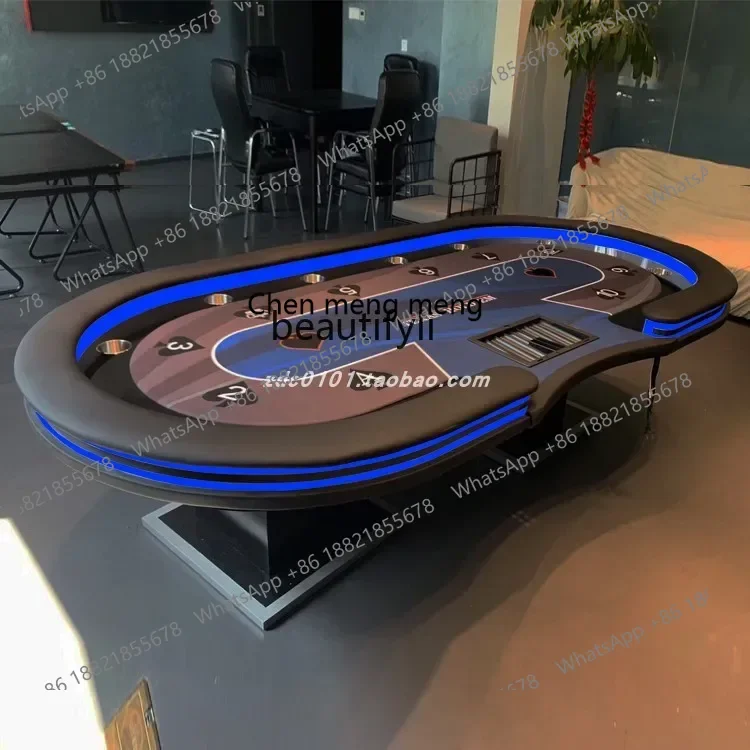 D178 Y Texas Poker Table with Remote Control LED Light Folding Texas Poker Desktop Cloth Cushion