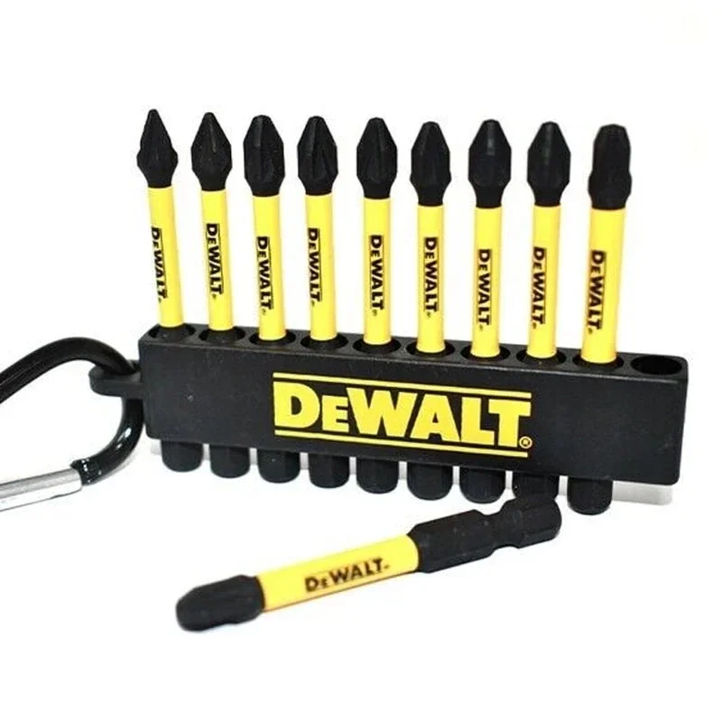 DEWALT 10PCS Bit Set High Impact FLEXTORQ Screw Driving Keyring PZ1 PZ2 PH2 57mm High Speed Steel Power Tool Accessories DT7274