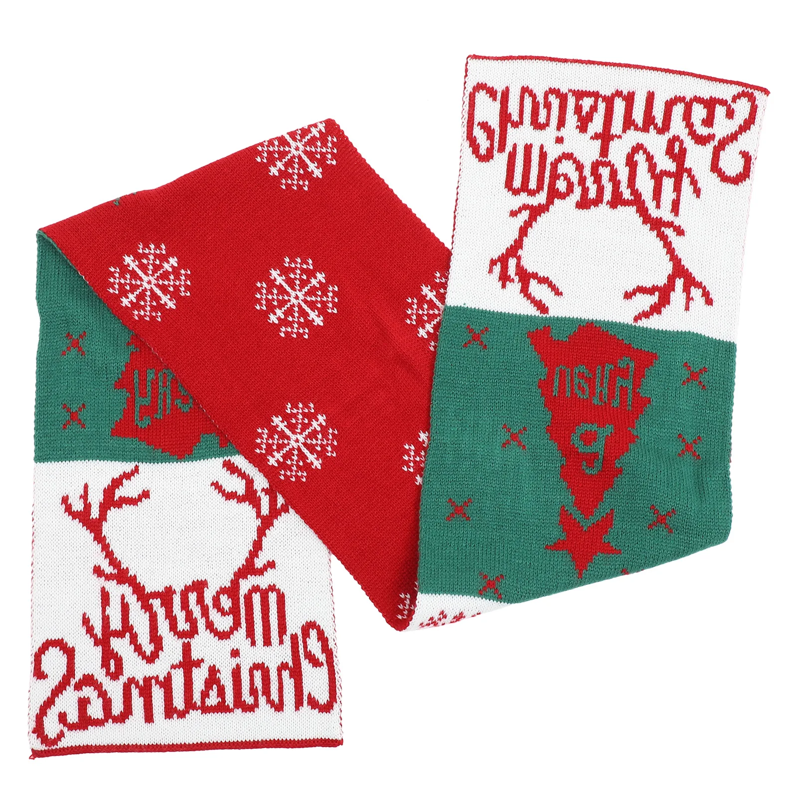 

Lovely Christmas Scarf for Kids Red Festive Neckerchief Warm Lightweight Snowman Santa Scarves for Boys Girls Holiday Yarn Weave