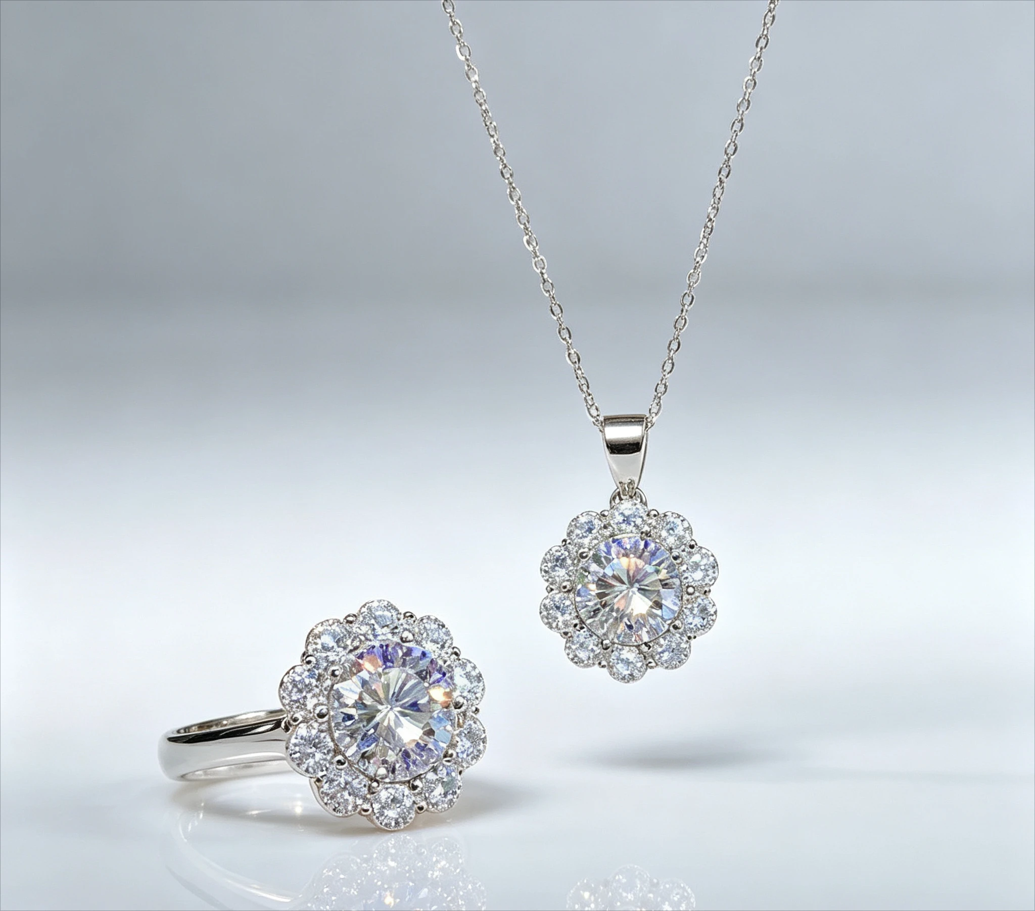 PT950 Eight-Heart Eight-Arrow Full-Diamond Open Ring for Women - Viral Pendant Necklace