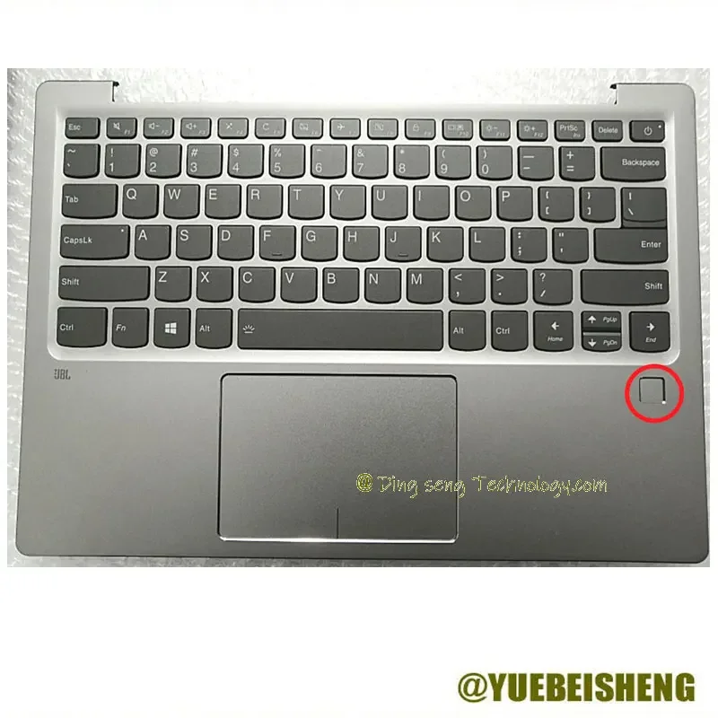 

YUEBEISHENG New for Lenovo Ideapad 720S-13 palmrest US keyboard upper cover FP hole Touchpad Backlit,Silver