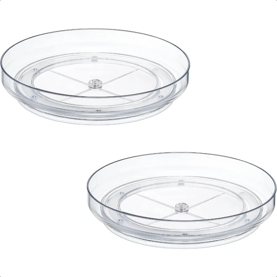 

2 Pack 9 Inch Clear Acrylic NonSkid Turntable Organizer for Cabinet Kitchen Pantry Organization Storage Refrigerator Vanity Ma
