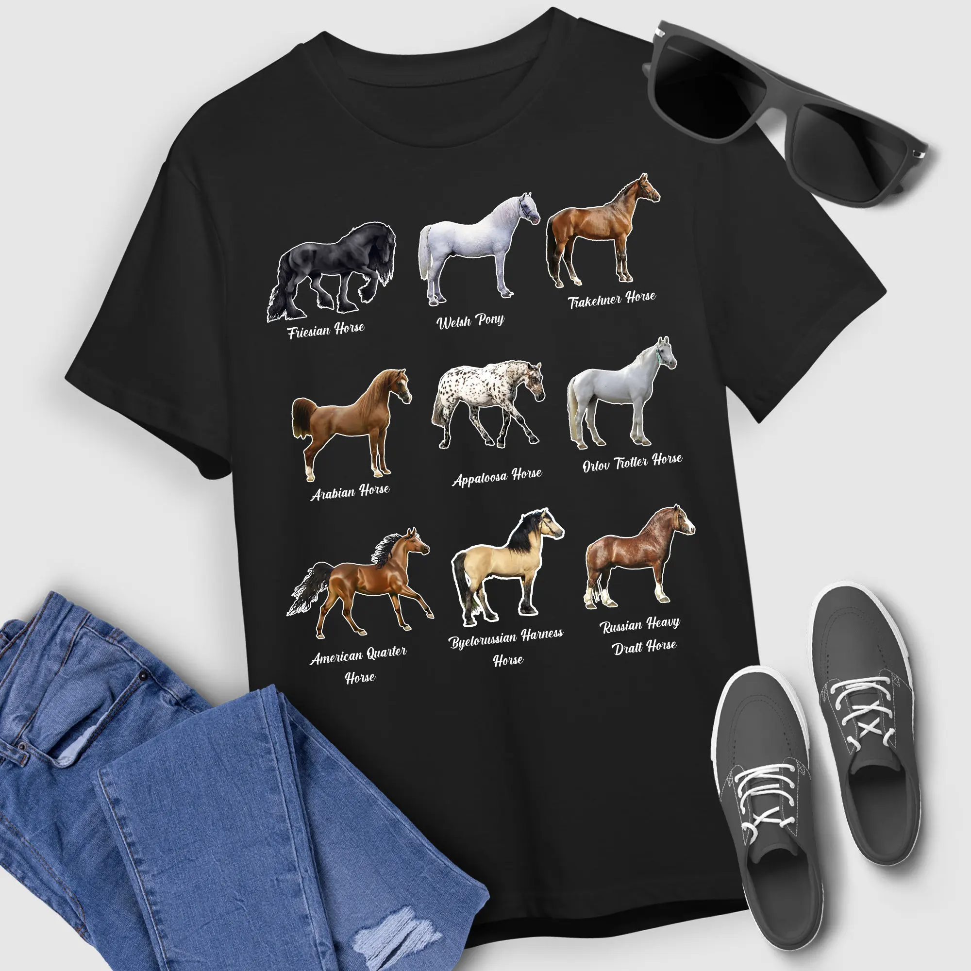 Horse T Shirt Breeds Equestrian Horseback Riding For