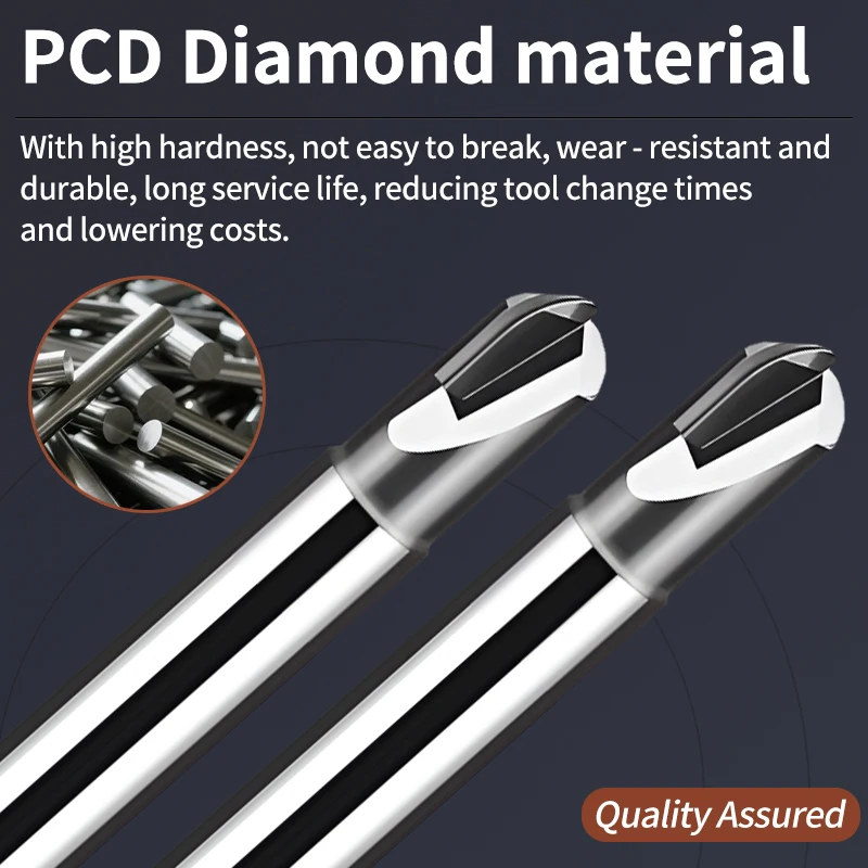 

PCD Diamond Milling Cutter Ball Nose Milling Cutter Chamfer Milling Cutter Machining Tool Material CNC Carbide Bits