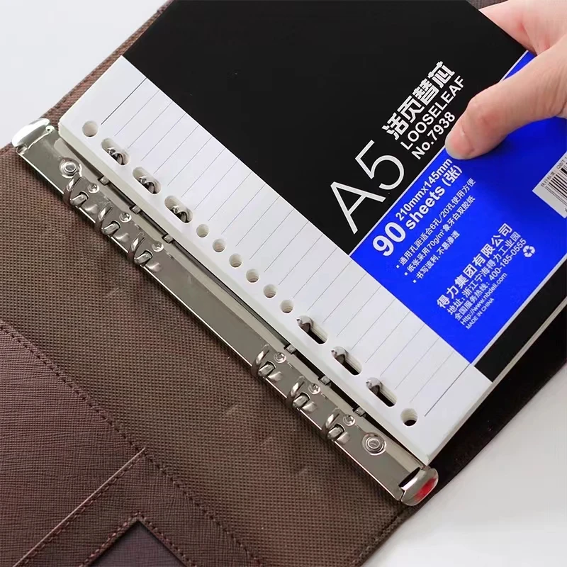 A5 PU Leather Notebook Binder Refillable 6-Ring Budget Binder for Filler Paper Loose Leaf Personal Planner Binder Cover