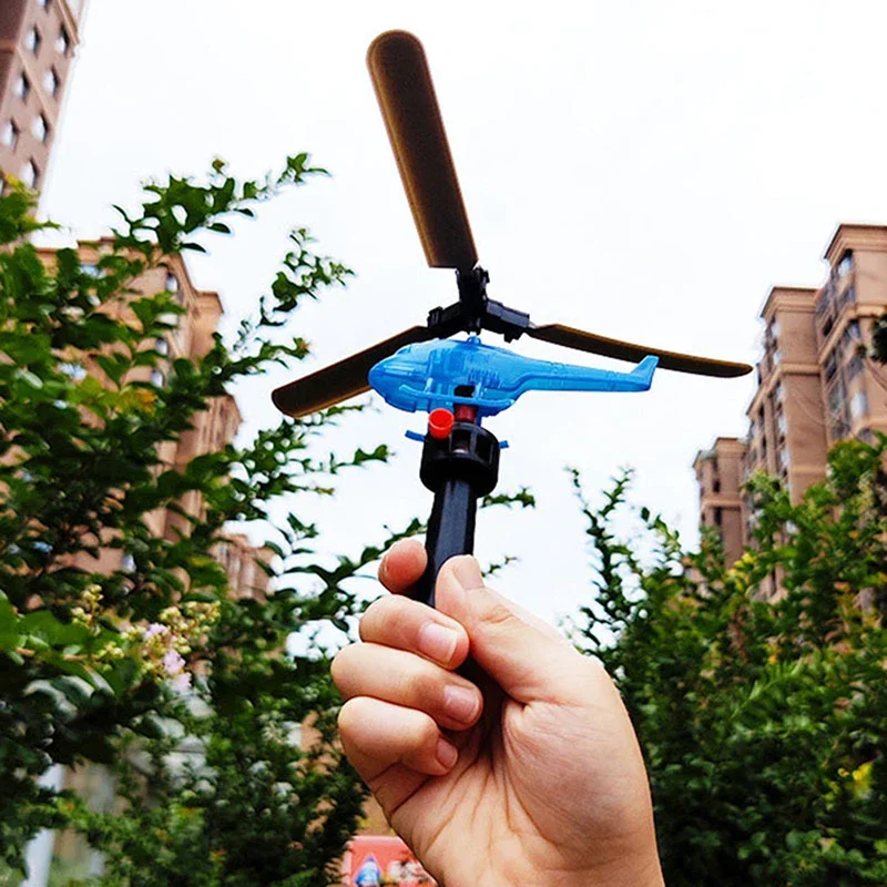 Outdoor Aviation Model Copter Handle Pull Line Helicopter Plane Toys for Kids Playing Drone Drawstring Plane Children's Day Gift