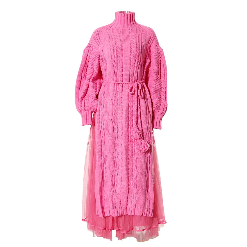 Robe mi-longue en tulle pour femme avec manches longues Blet, pull pour femme, vêtements de travail d'affaires, vêtements de rue chauds pour filles, printemps