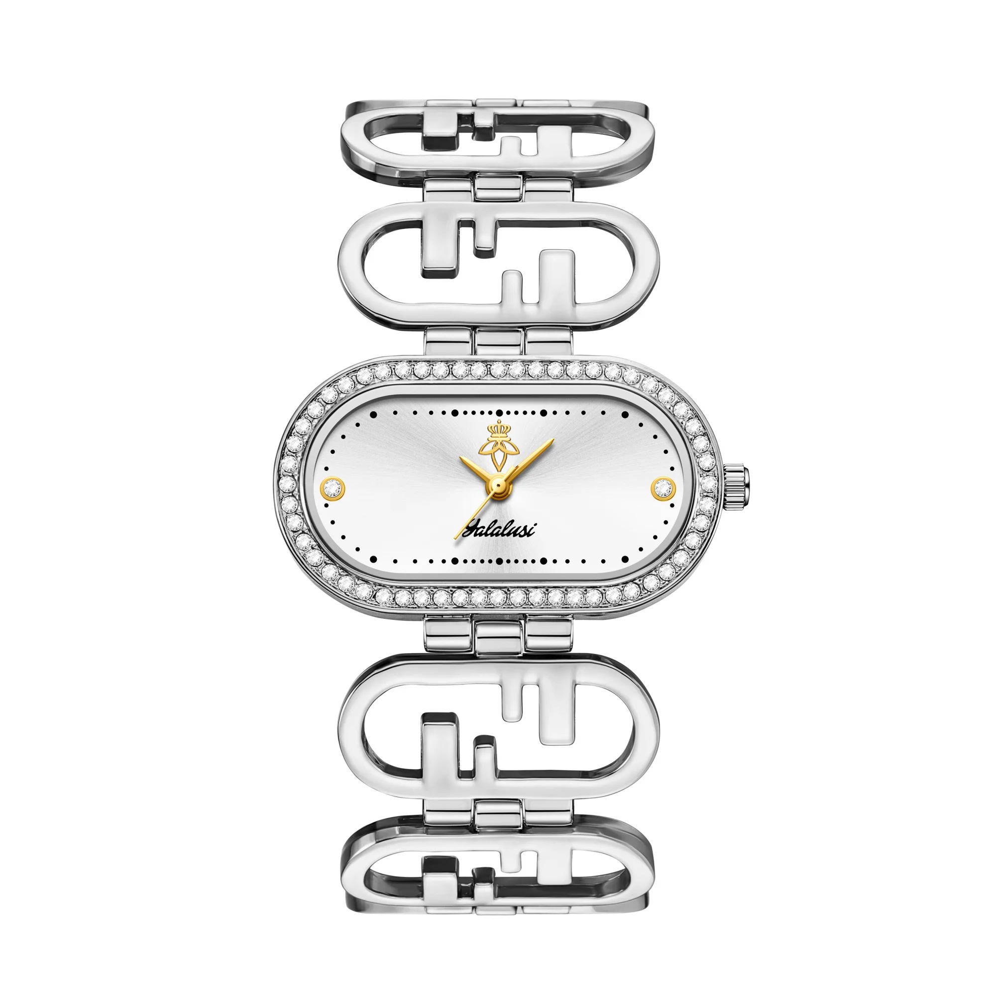 Women's Gold & Silver Oval Quartz Watch, Elegant Design