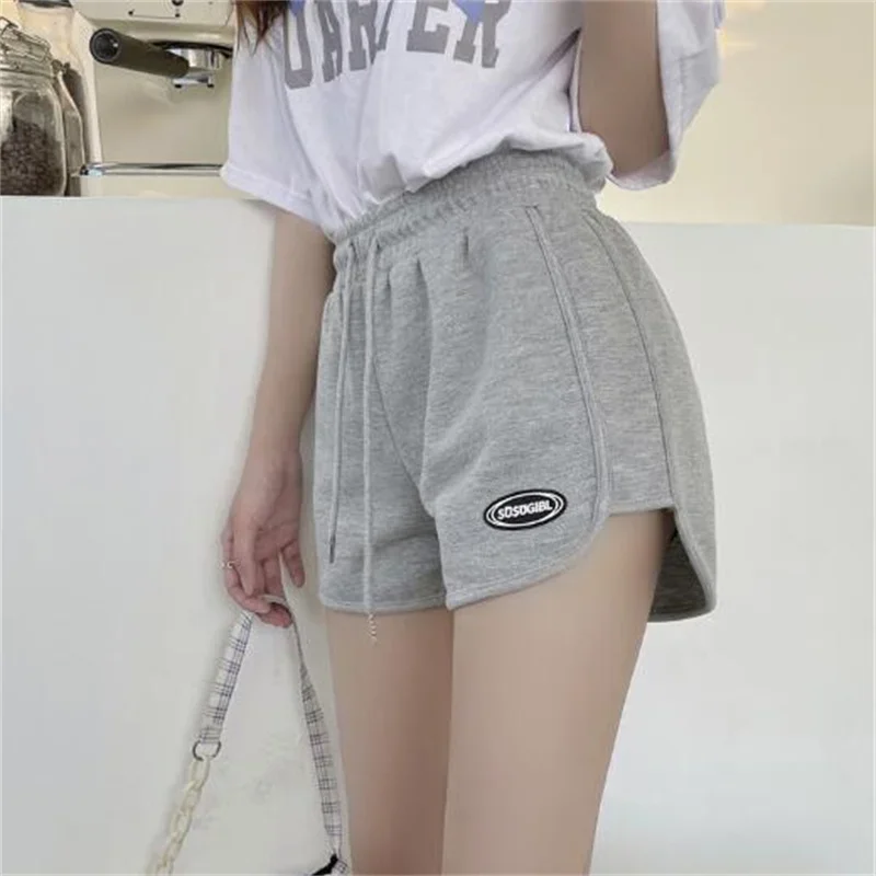 Women's Casual Drawstring Sports Shorts, Thin High Waist Yoga Shorts, Loose Running Shorts, Straight Pants