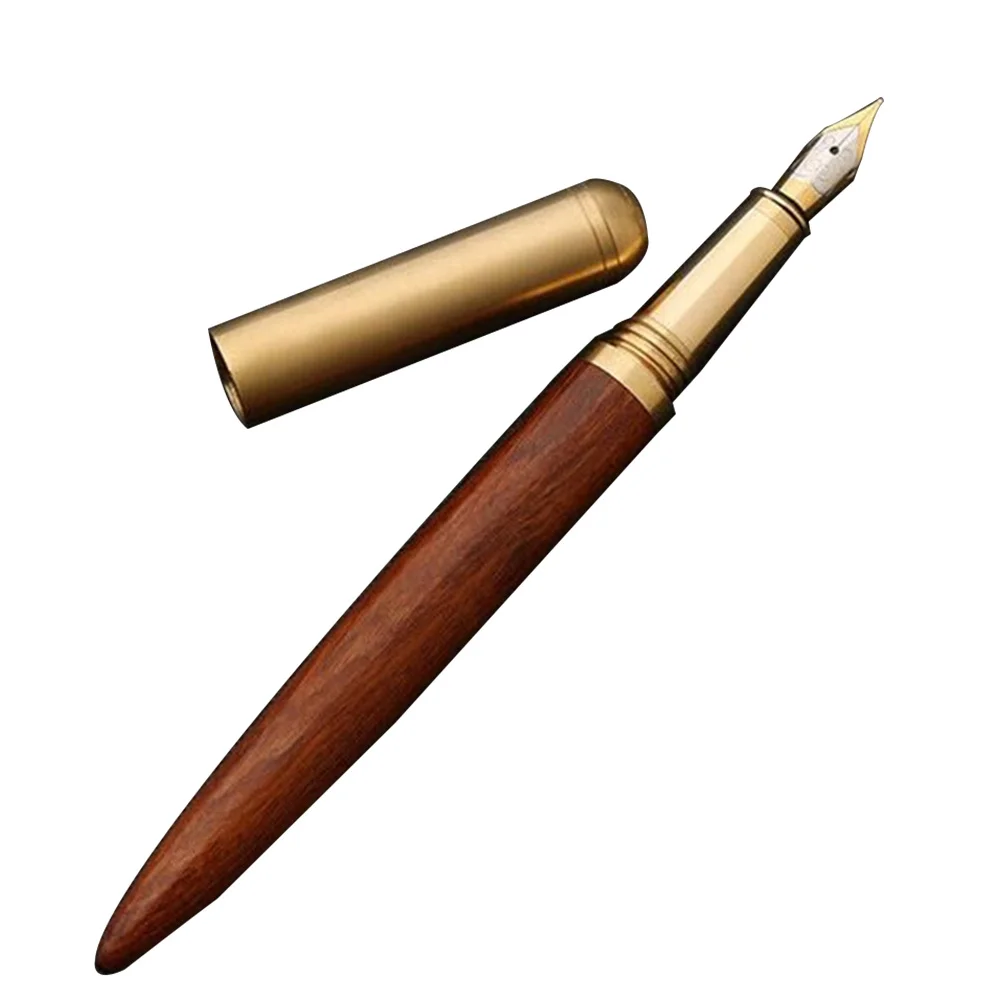 

Fountain Pen with Rosewood Body Smooth Flow Nib for Writing Practice Stationery Gift for Kids Students Professionals Long