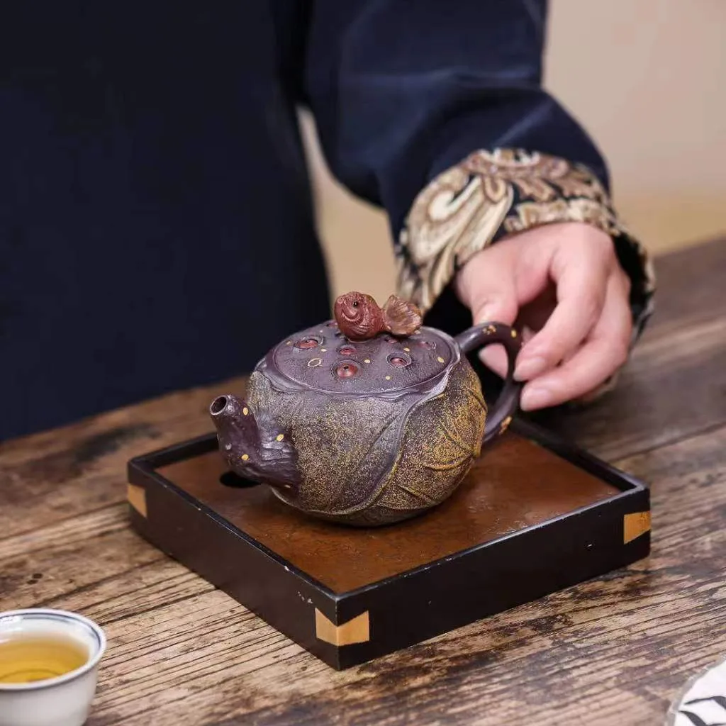 Zisha pot, goldfish lotus seed pot, creative boutique bionic pot, kung fu tea set, teapot