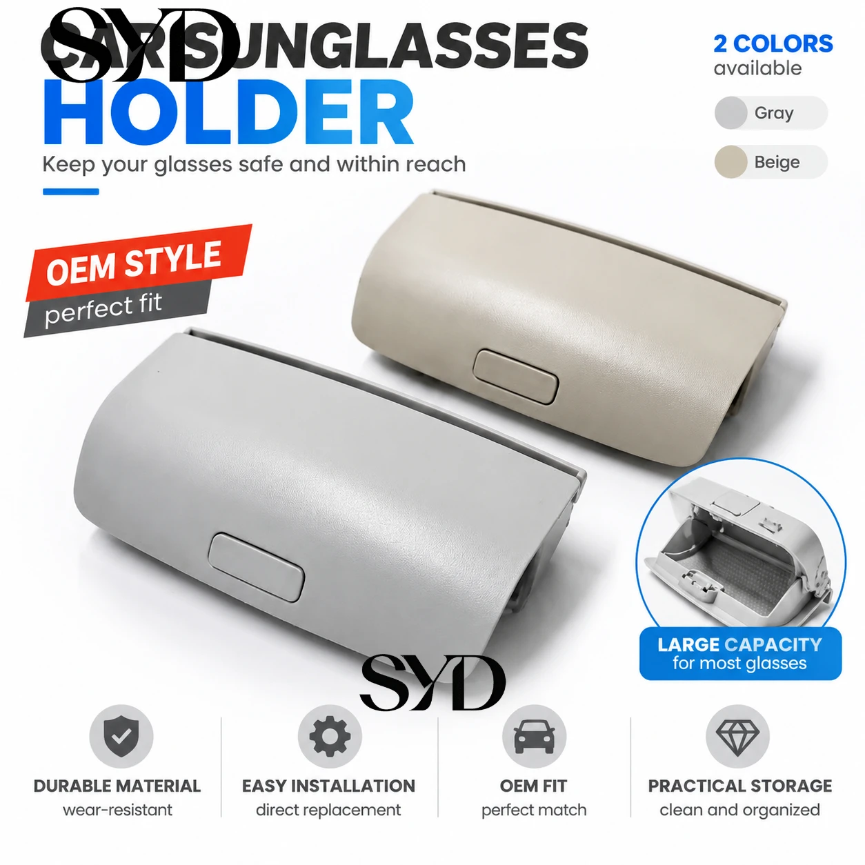 Car Roof Sunglasses Holder Storage Box OE 1KD868837 Interior Overhead Glasses Case For VW Tiguan Skoda Superb Octavia Yeti