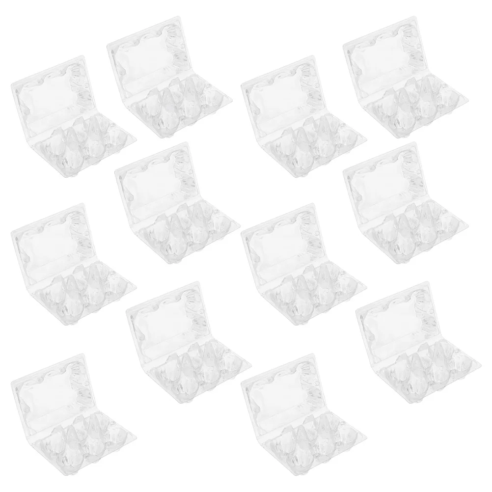 

12pcs 6 Grid Storage Box Plastic Transparent Egg Dispenser Holder Refrigerator Egg Protection Container For Camping Picnic Home