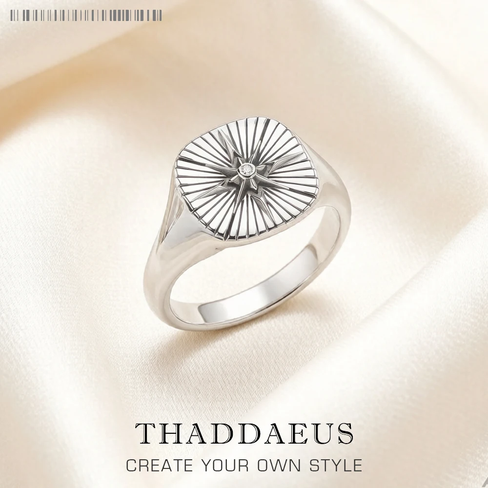 Siegelring, Vintage-Stil, Stern, feiner Schmuck für Damen und Herren, Sommer, energisches Geschenk aus 925er Sterlingsilber