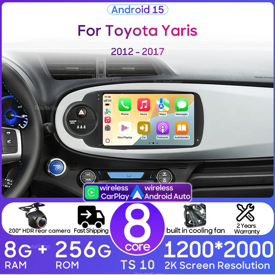 For Toyota Yaris 2012 - 2013 RHD/LHD Android Car Radio Multimedia Player Stereo Head Unit DSP Wireless CarPlay Auto Wifi No 2din