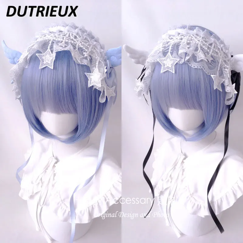 Japanese Style Original Sweet Lace Wings Headband Mine Tie Cute Lolita Girls Bow Headgear Halloween Hair Accessories Hairband