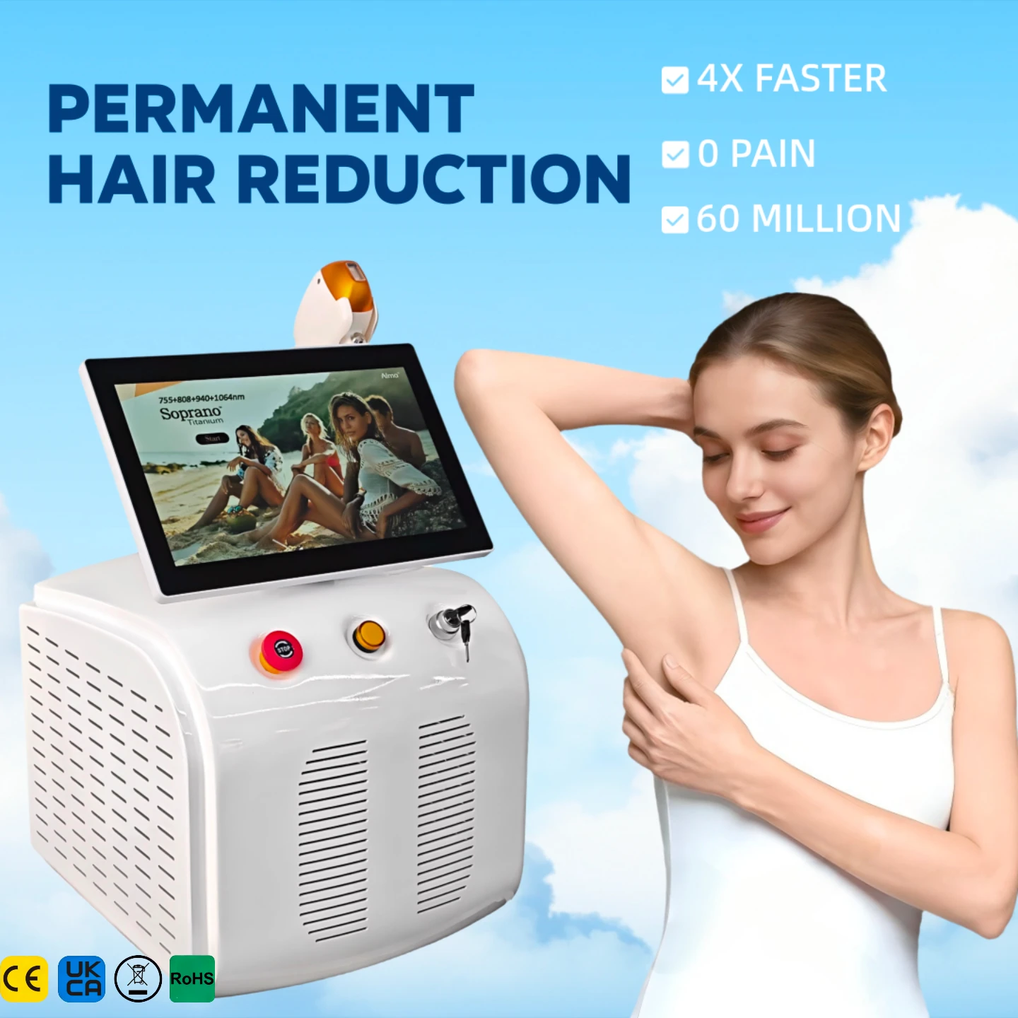 

Диодный лазерный аппарат для удаления волос с 4 длинами волн и сапфировым охлаждением – безболезненный перманентный эпилятор для темной кожи и всех типов кожи