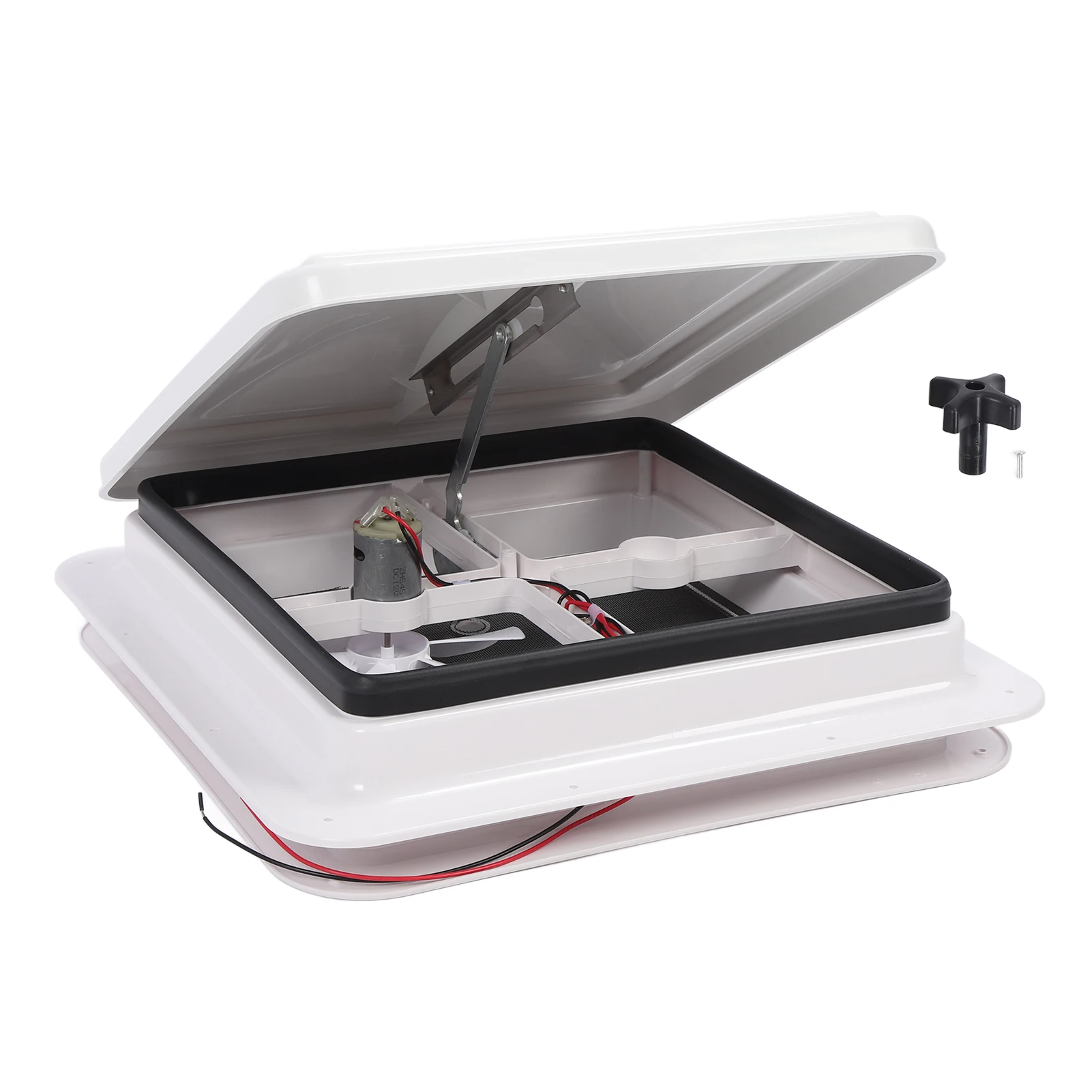 

13.39×13.39inch RV Roof Vent with Fly Screen and Support Rod Tight Sealing Water Resistant Motorhome Ceiling Vent Fan