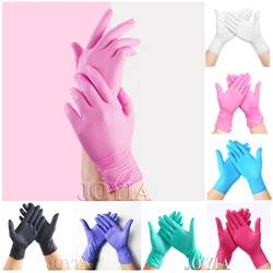 Guantes desechables de nitrilo rosa, 50, 100, XS, para mujer pequeña, niña, niño, salón de limpieza del hogar, vinilo, látex negro, sin polvo, M, L