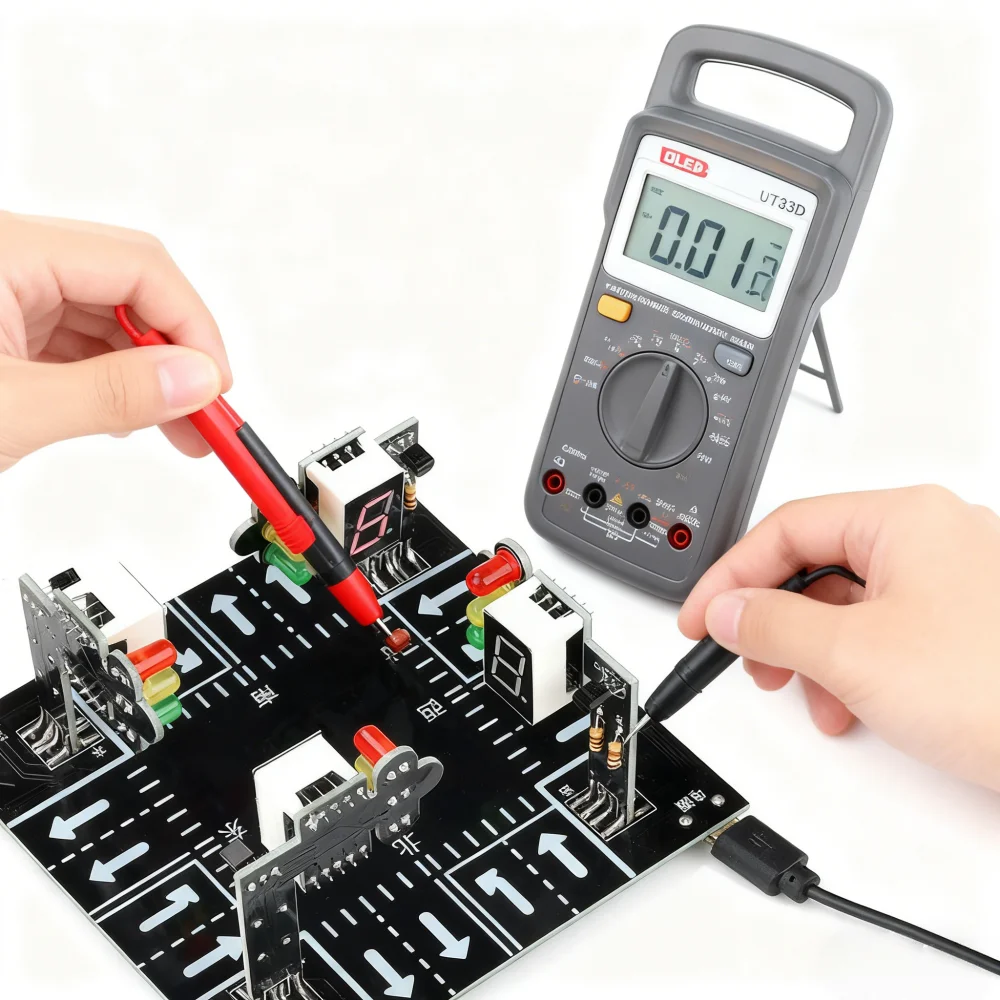 5V 1A LED Traffic Light DIY Kit With LED Countdown Electronic Circuit Making Set Micro USB Port for Educational Demonstration