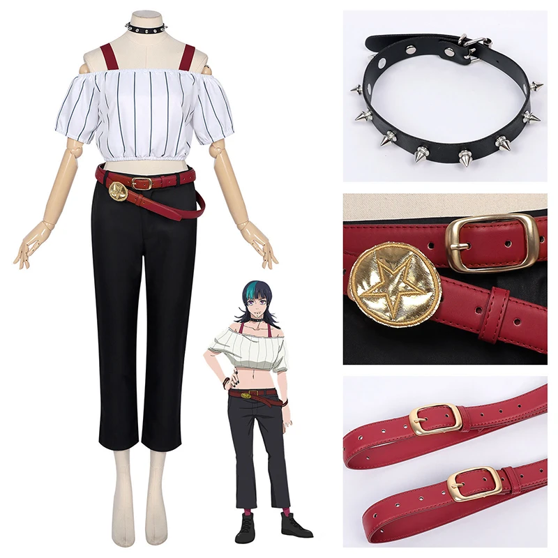 

2026 New Game Kirara Hoshi Cosplay Set Top Pants PU Leather Necklace Accessories Girl Women Halloween Christmas Carnival Suit