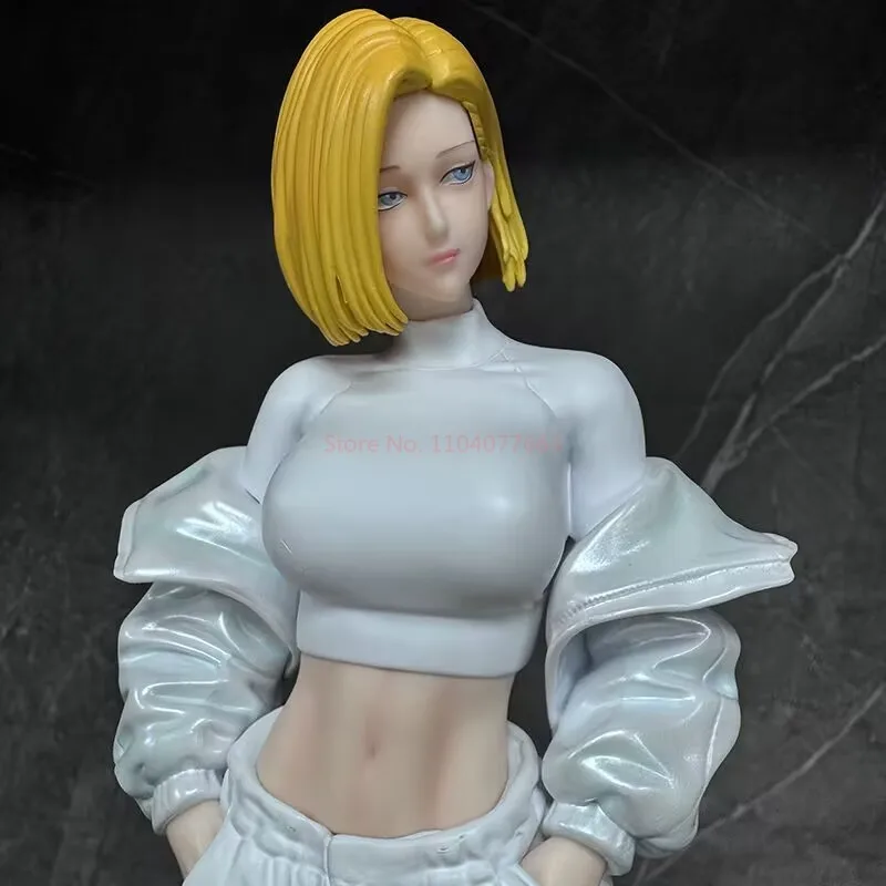 ฟิกเกอร์อนิเมะดราก้อนบอล แอนดรอยด์ 18 ชุดขาว แบบตั้งโชว์ ของสะสม ของตกแต่งโต๊ะทำงาน ของเล่นเด็กผู้ชาย ของขวัญ