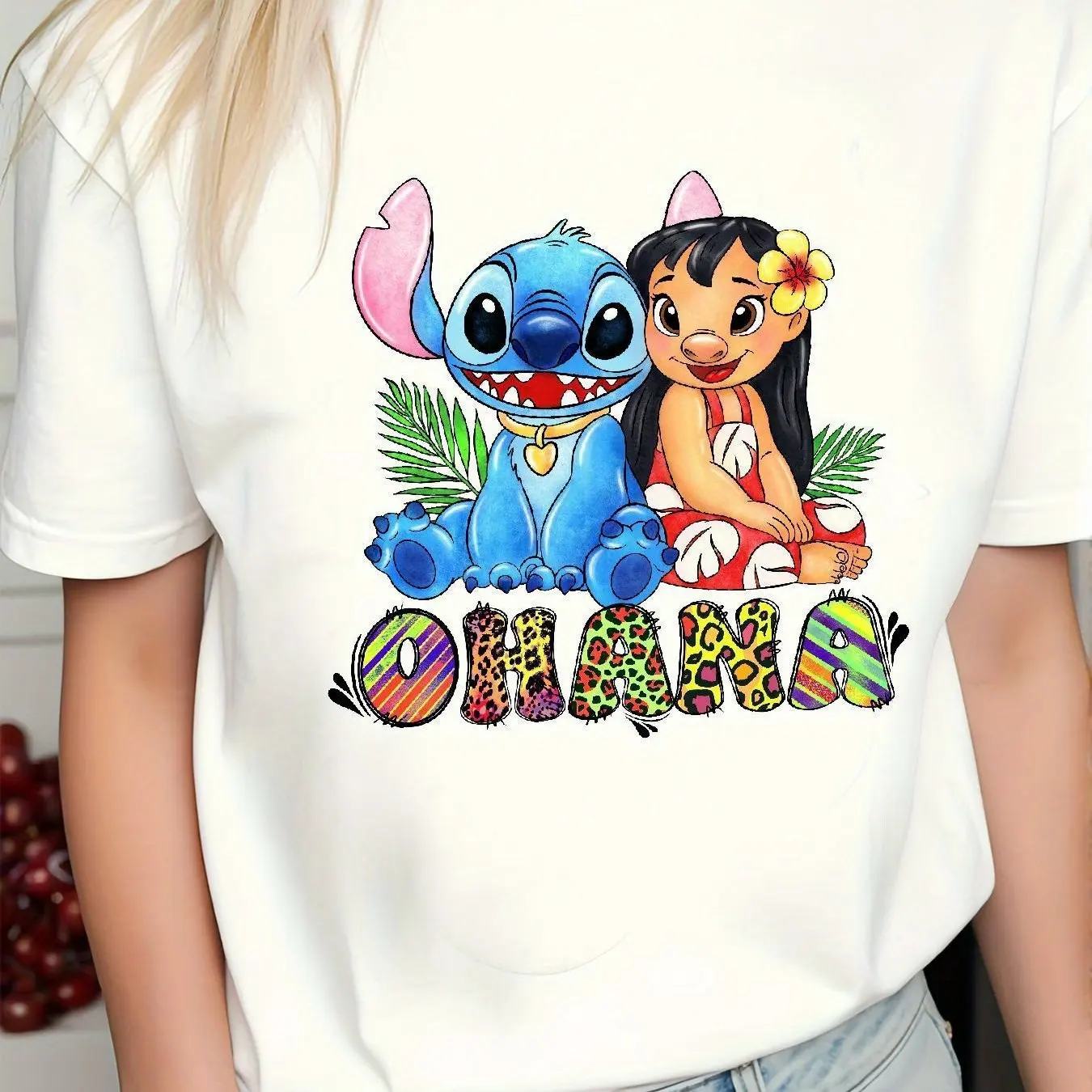 

Женская повседневная футболка с короткими рукавами и рисунком Disney Stitch & Lilo Y2K, весна-лето, повседневный топ, повседневный топ в стиле ретро