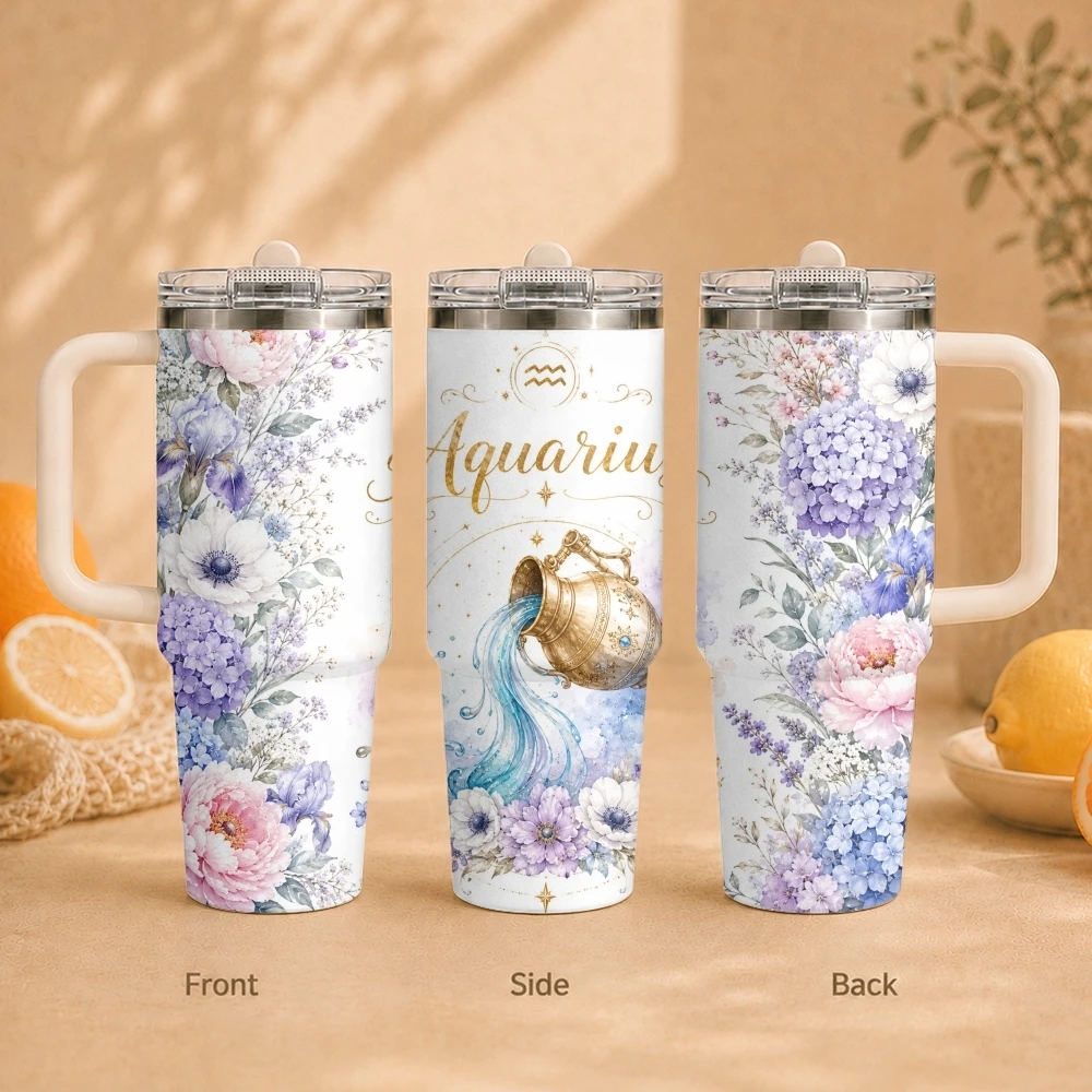 Constellation Art Design Vacuum Flasks 40oz Vacuum Insulated Travel Mug with Straw & Handle | Stainless Steel Leakproof Tumbler