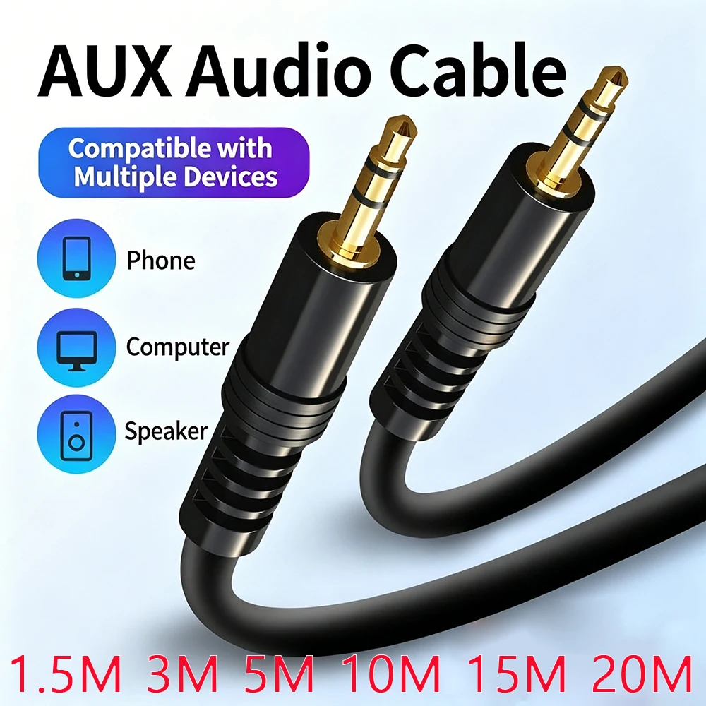 

1.5/3/5/10/15/20M 3.5mm Male to Male / Male to Female Audio Aux Cable Stereo Extension Cord for Car TV PC Laptop Speaker MP3/MP4