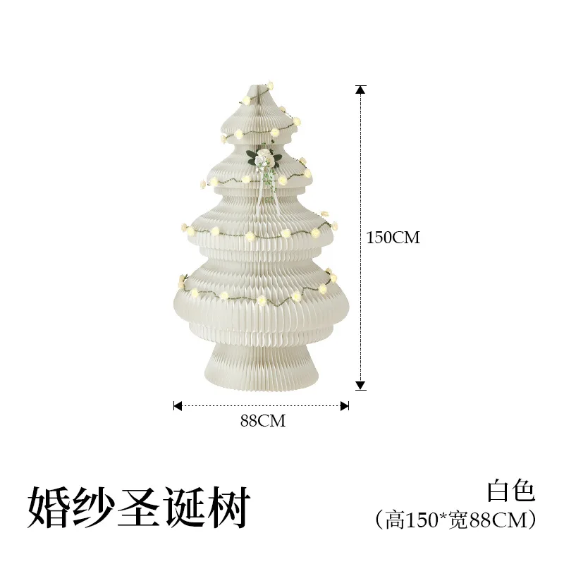 Decorative Christmas tree, large ornaments, commercial luminous Christmas tree, foldable storage, light Nordic style