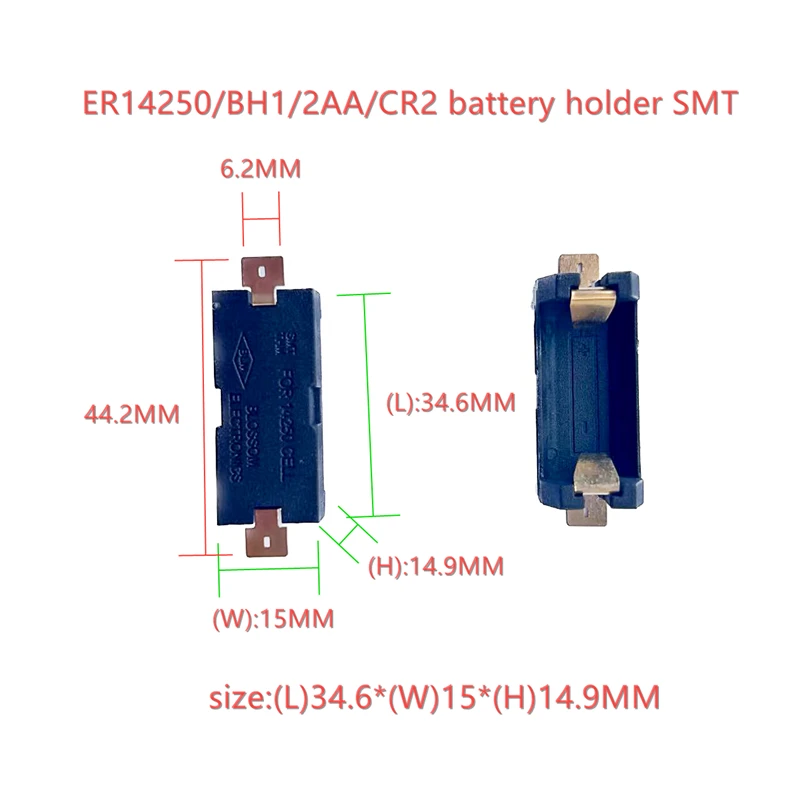 1AA Battery Box ER14250 Lithium Battery Box 14250 Single-cell Battery Storage Box With PCB Pin CR2 Battery Holder ABS Hard