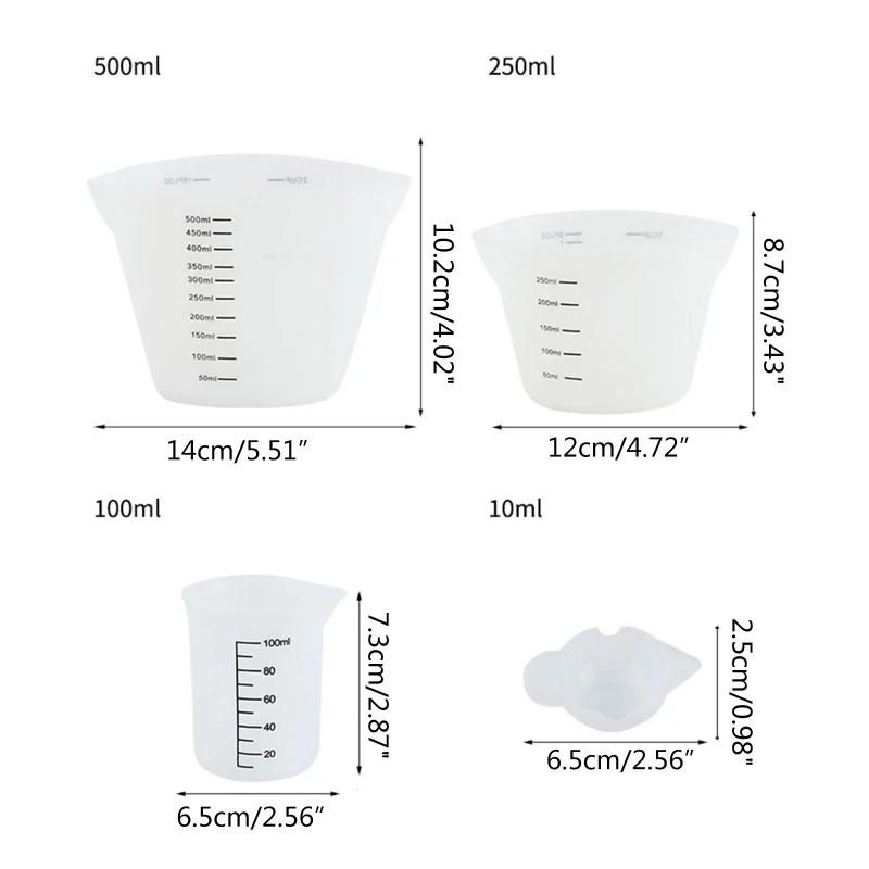 Bộ cốc đong silicone 6 chiếc kèm theo bộ dụng cụ cốc đo lường làm bánh quy mô