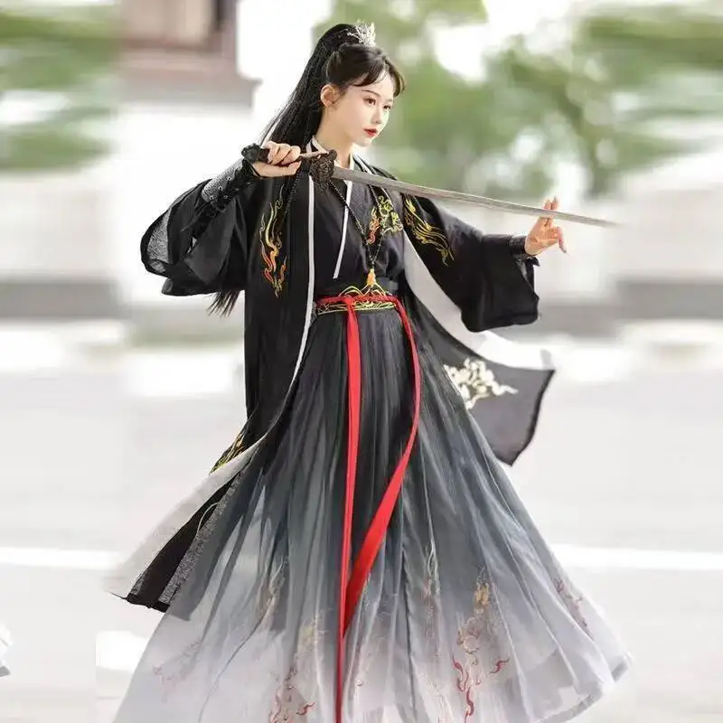 

Men Women Song Dynasty Hanfu Traditional Chinese Martial Arts Cross Collar Clothing Vintage Stage Performance Suits Female Hanfu
