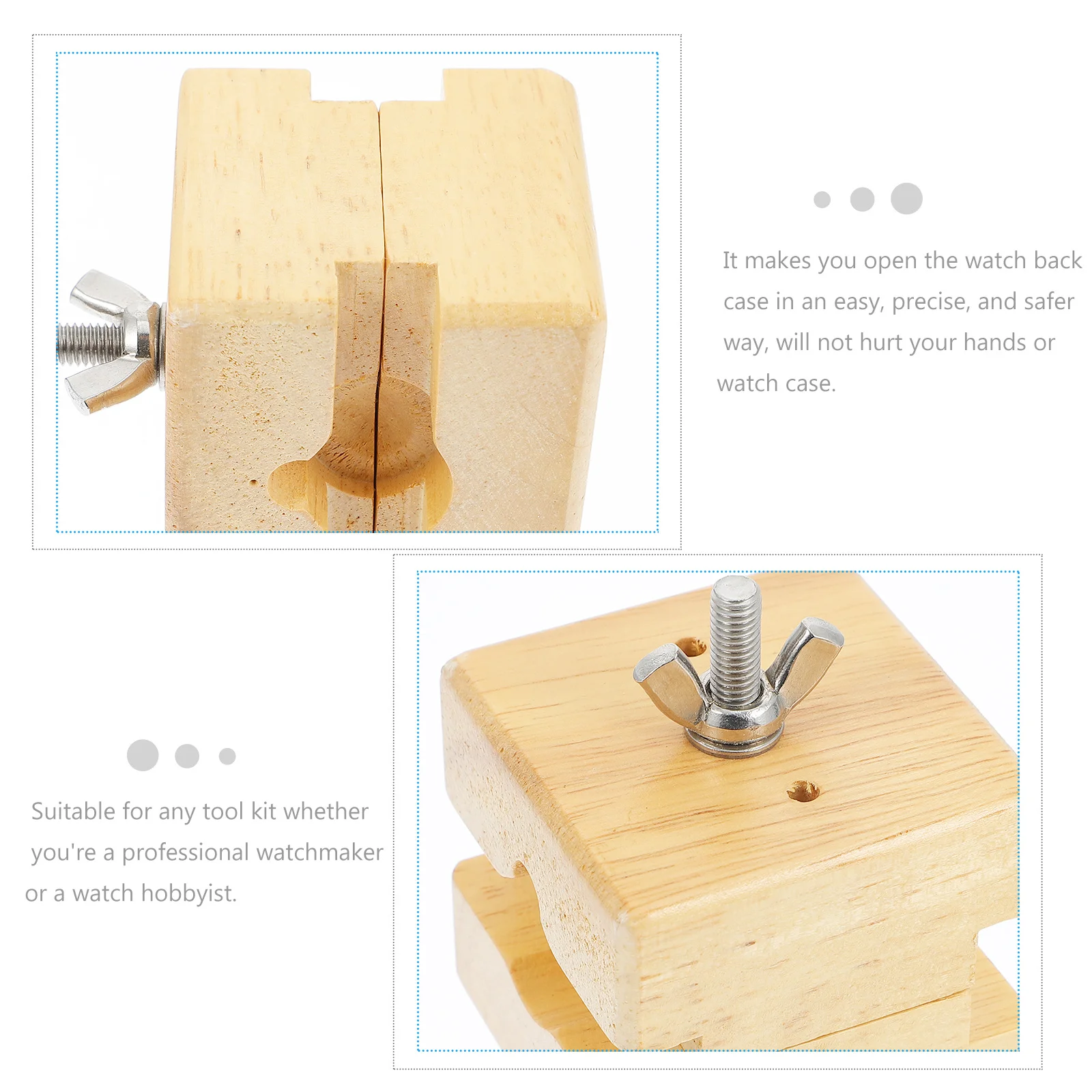 

Wooden Watch Case Holder Vise Adjustable Nut Clamp Tool for Watchmaker Repair Opening Back Case Watch Vise Clamp