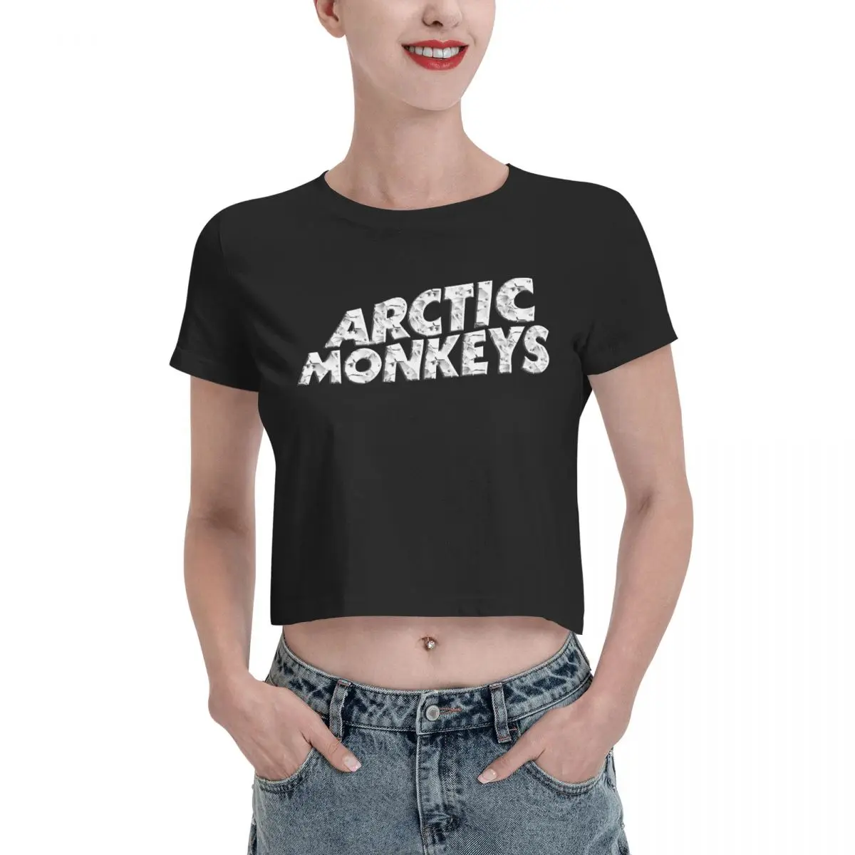 

Arctic Monkeys Inspired Leak navel T-shirt, Womens Summer Cotton Tee Fashion Crew Neck Short Sleeve T Shirts