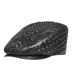 2022 new arrival Natural real crocodile skin beret natural leather hat men