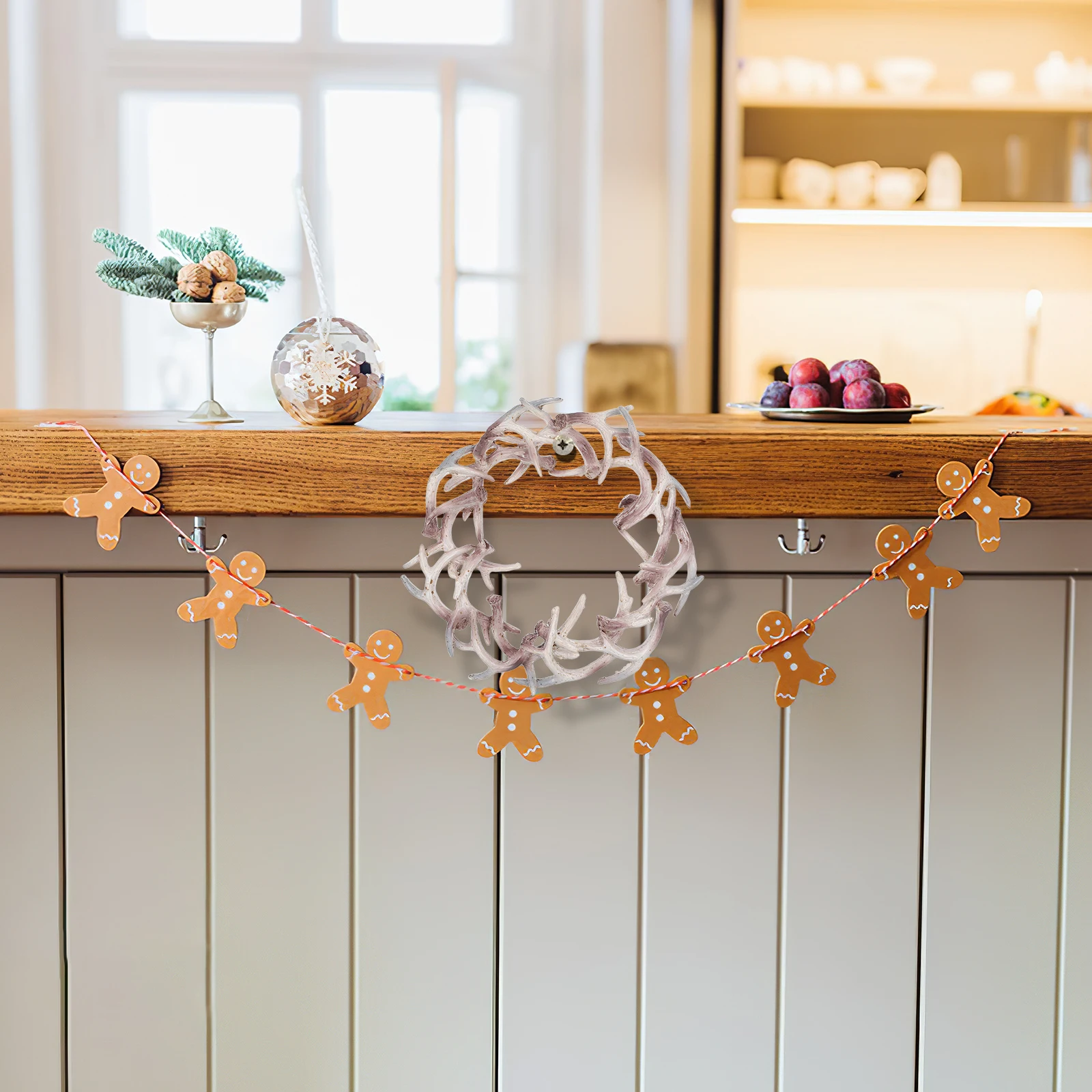 

Simulation Antler Wreath for Front Door Xmas Hanging Wreath Decorative Garland Christmas Party Supplies Wall Pendant Ornament