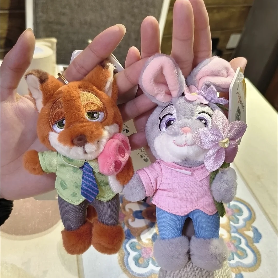 New Disney Stitch Plush Toy Pendant cute cartoon Zootopia Nick Wilde Plush Doll Pendant Student backpack ornament girl's gift