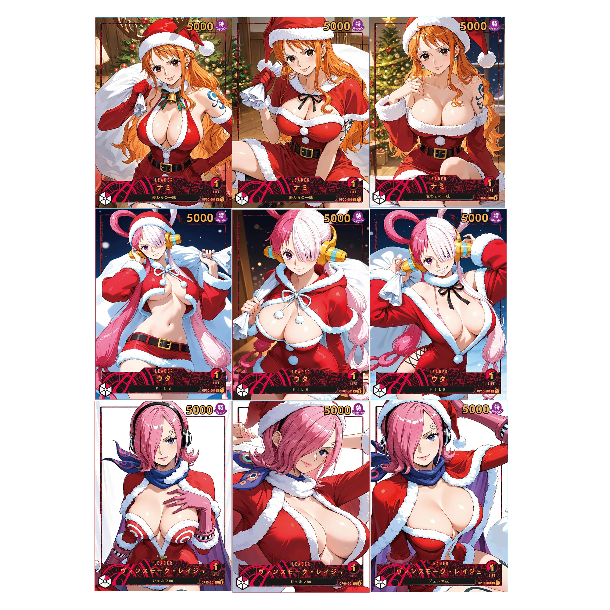 

9 шт./компл. 63X88 мм Diy One Piece Nami Рождественская коллекционная карта преломление цветная вспышка Opcg Uta Reiju аниме карты подарочные игрушки