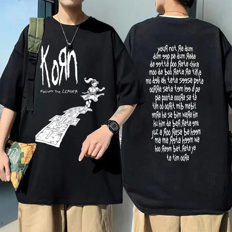 

Korn Follow The Leader Tshirt Male Vintage Casual Oversized T-shirt Summer Men Women Gothic Rock Streetwear Unisex Cotton Tops
