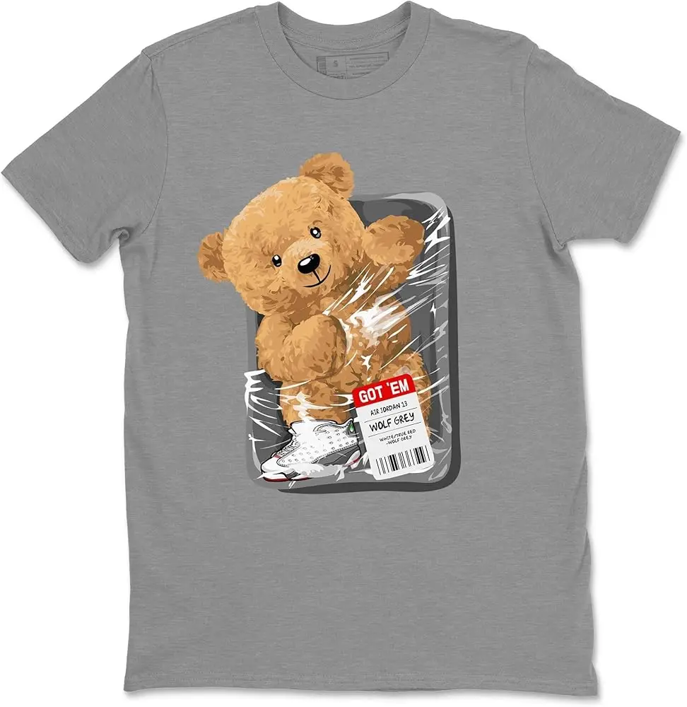 13 Wolf Grey Design Printed Packaged Bear Sneaker Matching T-Shirt Y2K tops Unisex Summer Short Sleeve