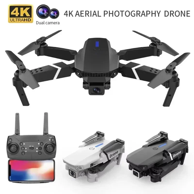 E88 Professional Foldable RC Quadcopter Helicopter Toy with 4K Wide-Angle HD Camera WiFi FPV Height Maintaining