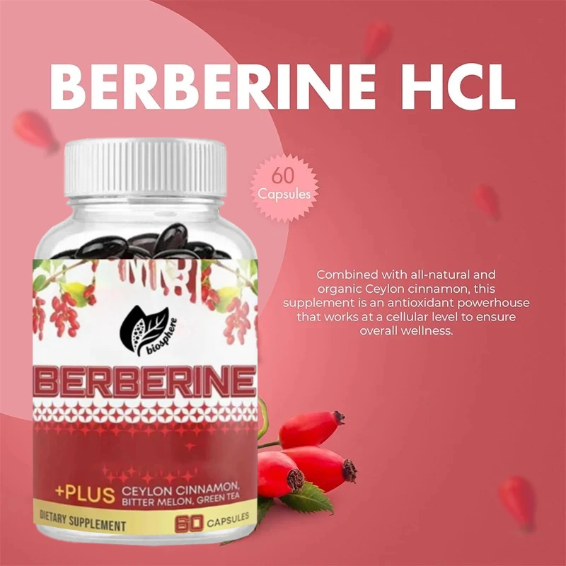 Berberine HCL 1200mg, Containing Ceylon Cinnamon, Bitter Gourd, and Green Tea Extracts, in 60 Capsules