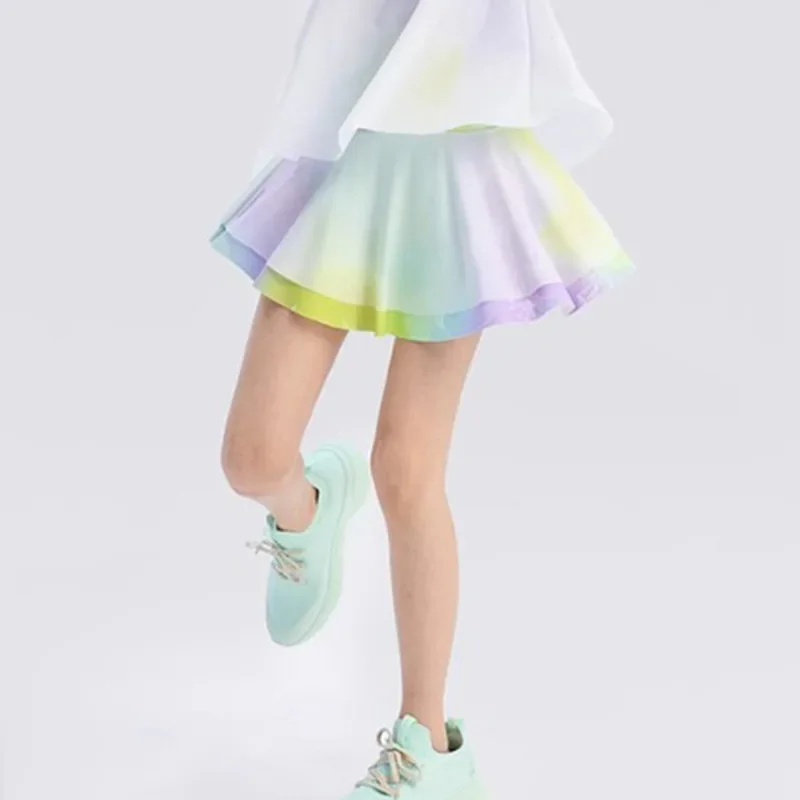 Girls Flowy Tennis Skirt Running Shorts Children Dance Athletic 2in1 Cheer Skorts High-Quality Kids Yoga Sport Skirts Leisure